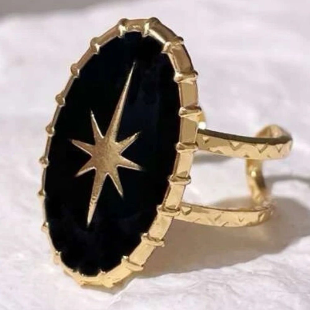 Gold and Black Starburst Ring
